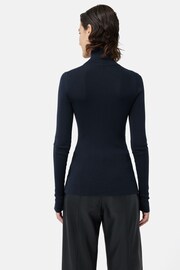 Jigsaw Blue Silk Cotton Polo Jumper - Image 2 of 7