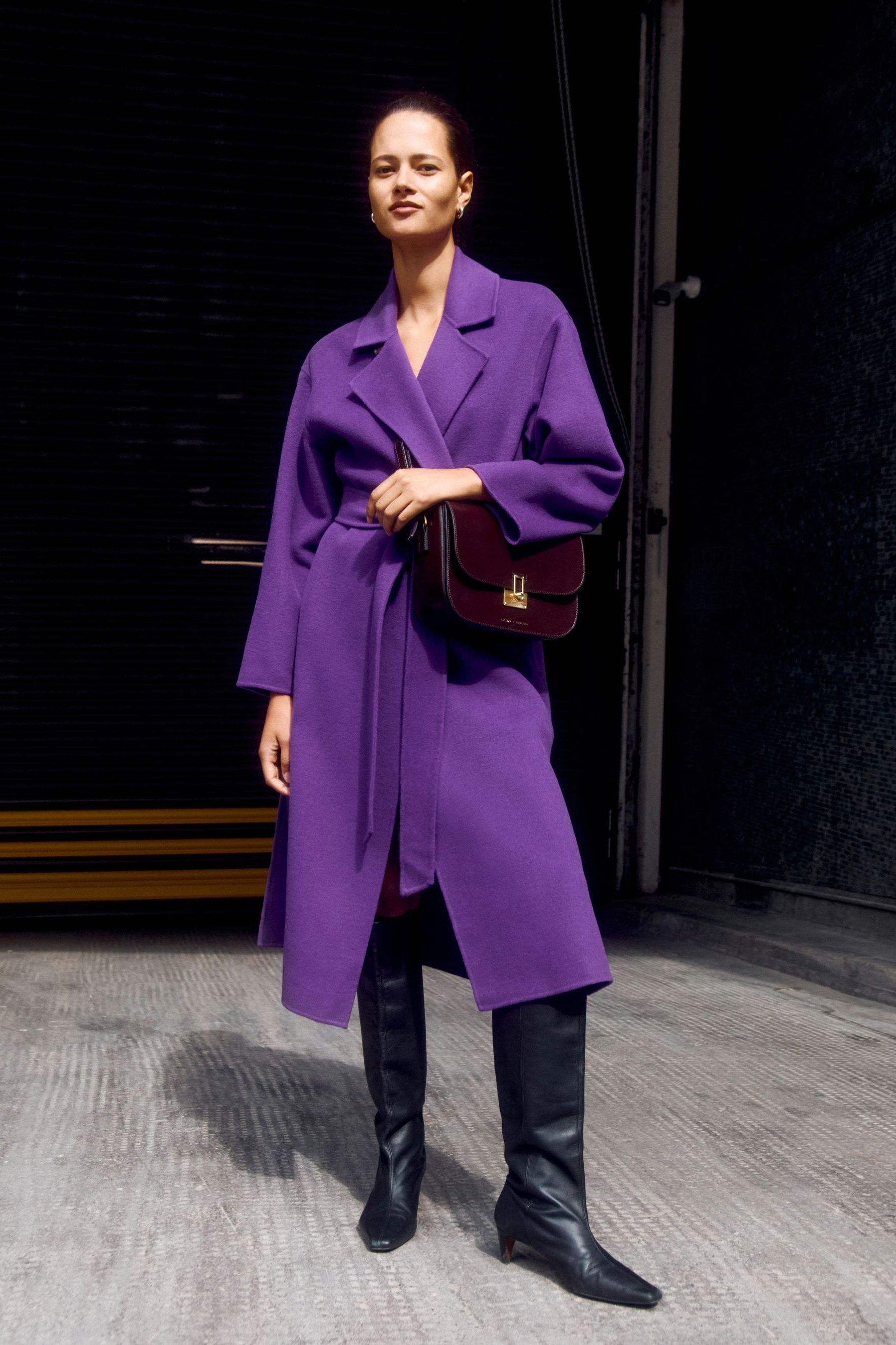 Buy Jigsaw Purple Long Double Faced Wrap Coat from Next Ireland