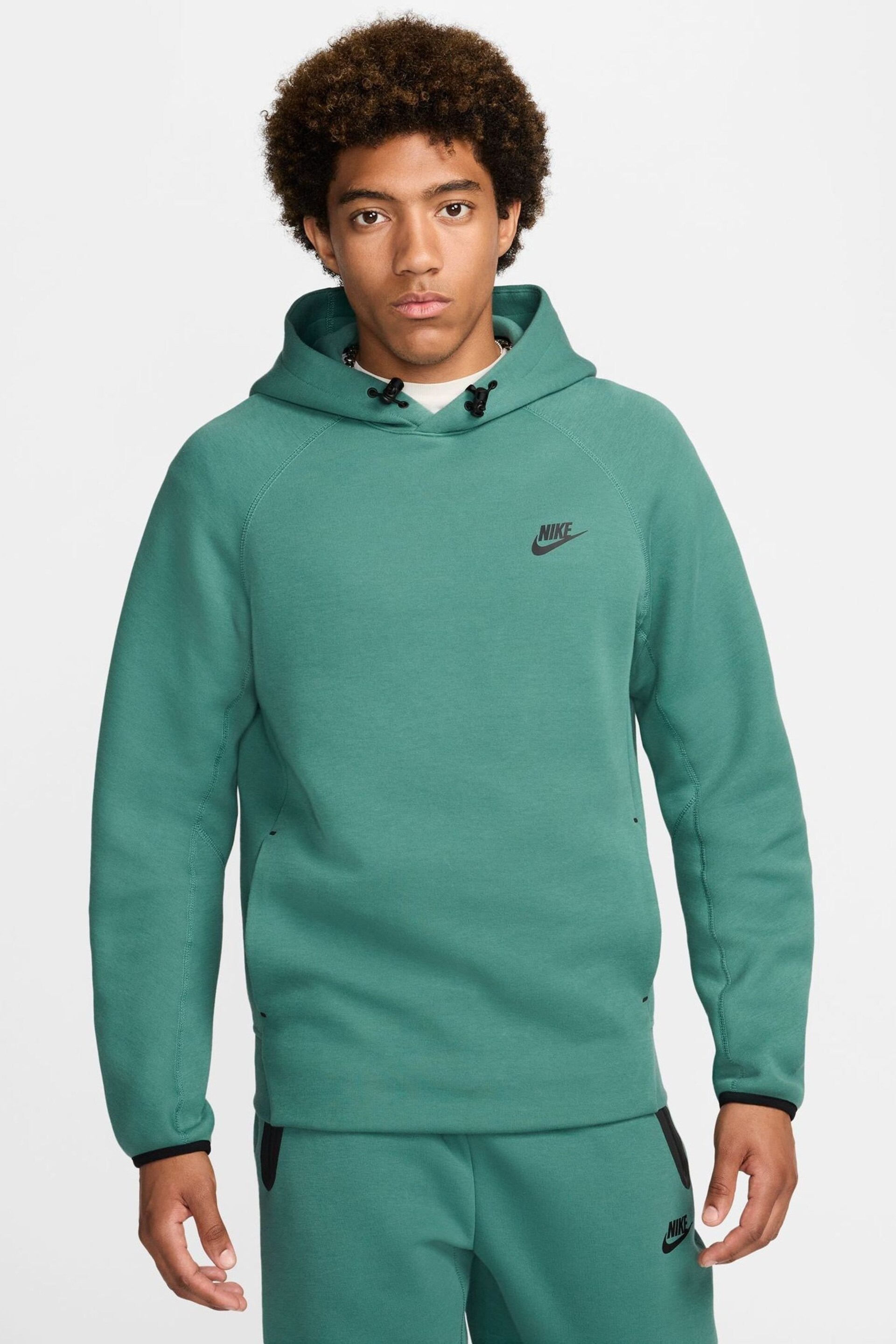 Nike Green/Black Tech Fleece Pullover Hoodie - Image 1 of 11