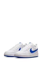 Nike White/Blue Youth Court Borough Low Recraft Trainers - Image 3 of 12