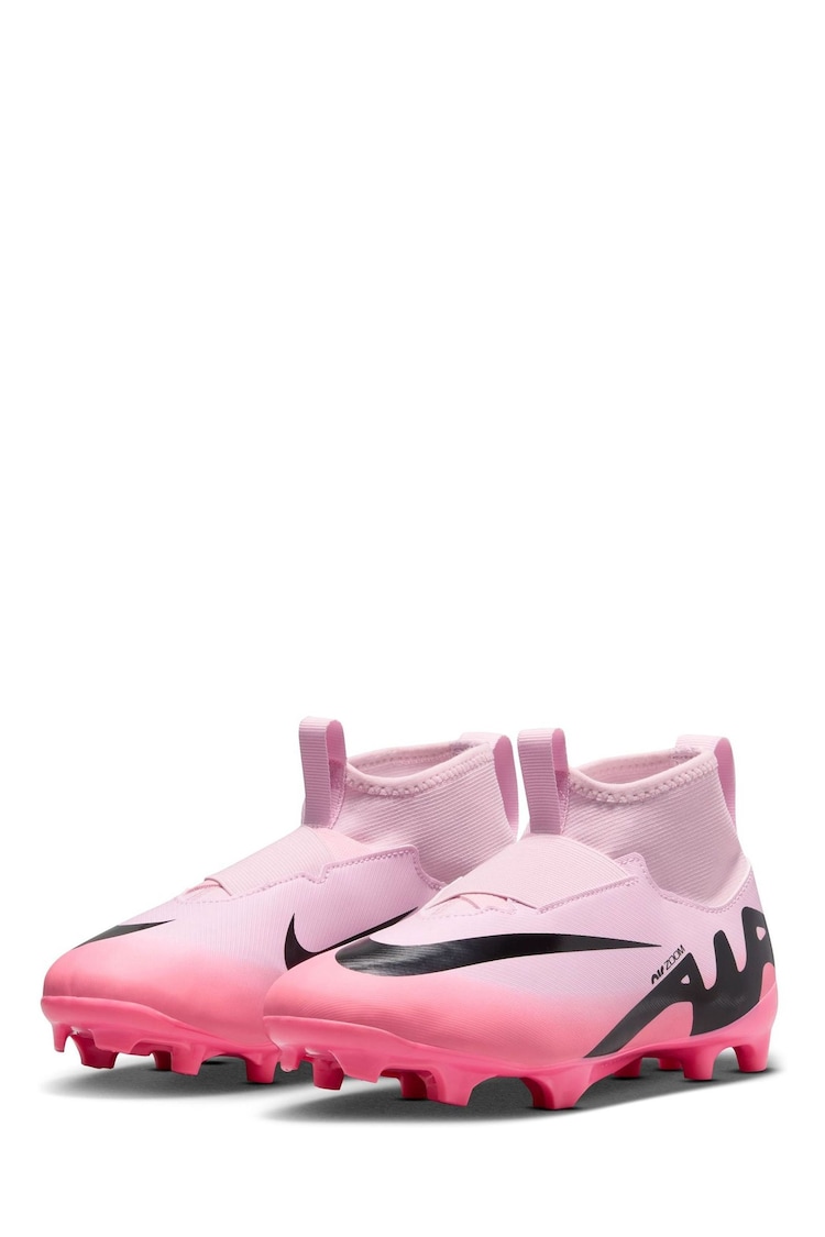 Nike Pink/Black Kids Zoom Mercurial Superfly 9 Firm Ground Football Boots - Image 2 of 10