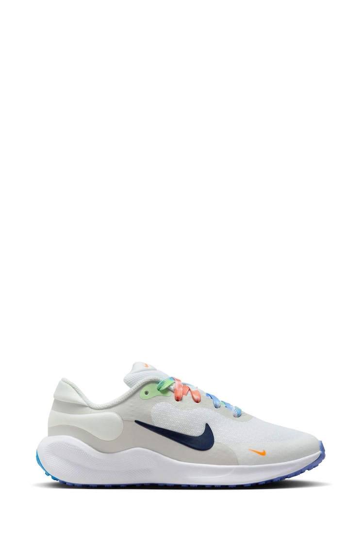 Nike White/Multi Youth Revolution 7 Trainers - Image 1 of 12