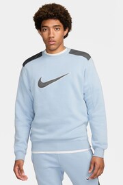 Nike Blue Sportswear Colourblock Crew Sweatshirt - Image 1 of 6