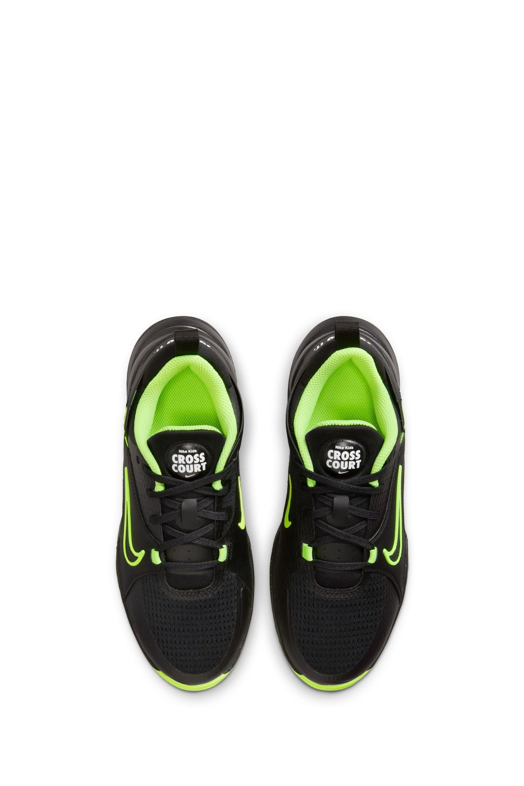 Nike Black Lime Youth Crosscourt Trainers