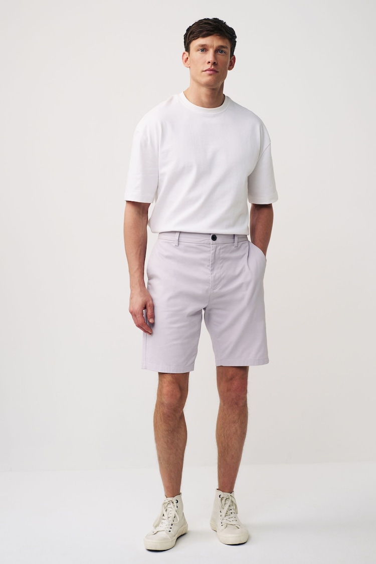 Lilac Purple Slim Fit Stretch Chinos Shorts - Image 2 of 8
