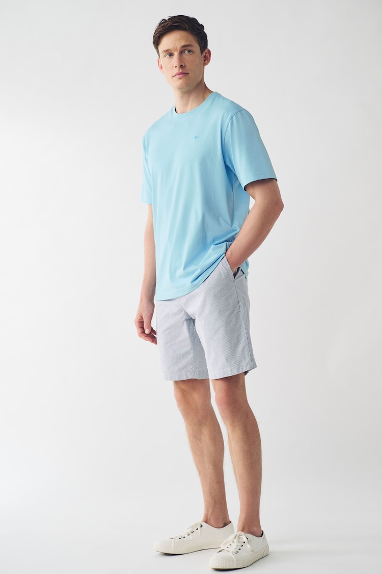 Navy/Light Blue Stripe Slim Fit Stretch Chinos Shorts 2 Pack - Image 4 of 12