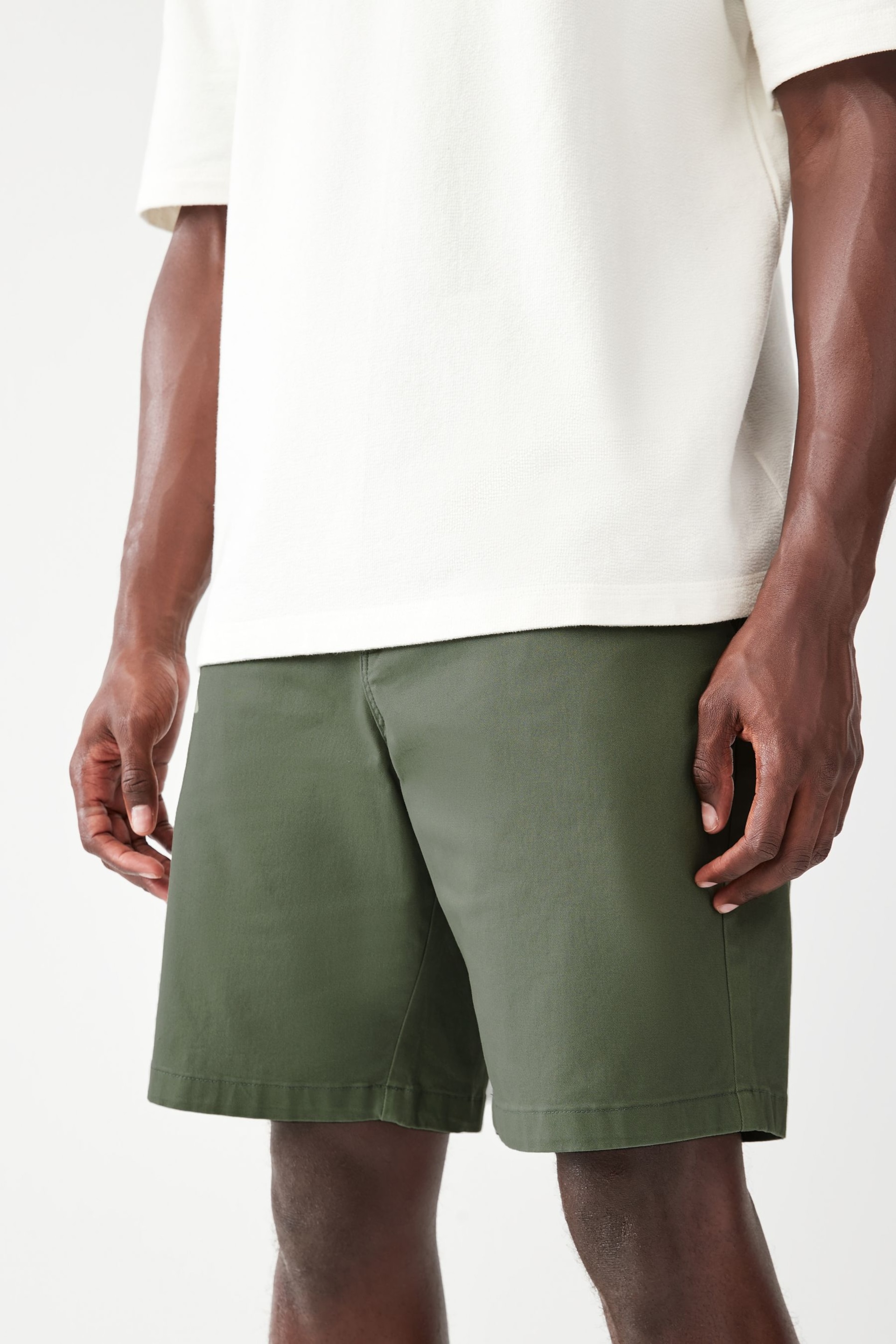 Sage Green Loose Fit Stretch Chinos Shorts - Image 2 of 8