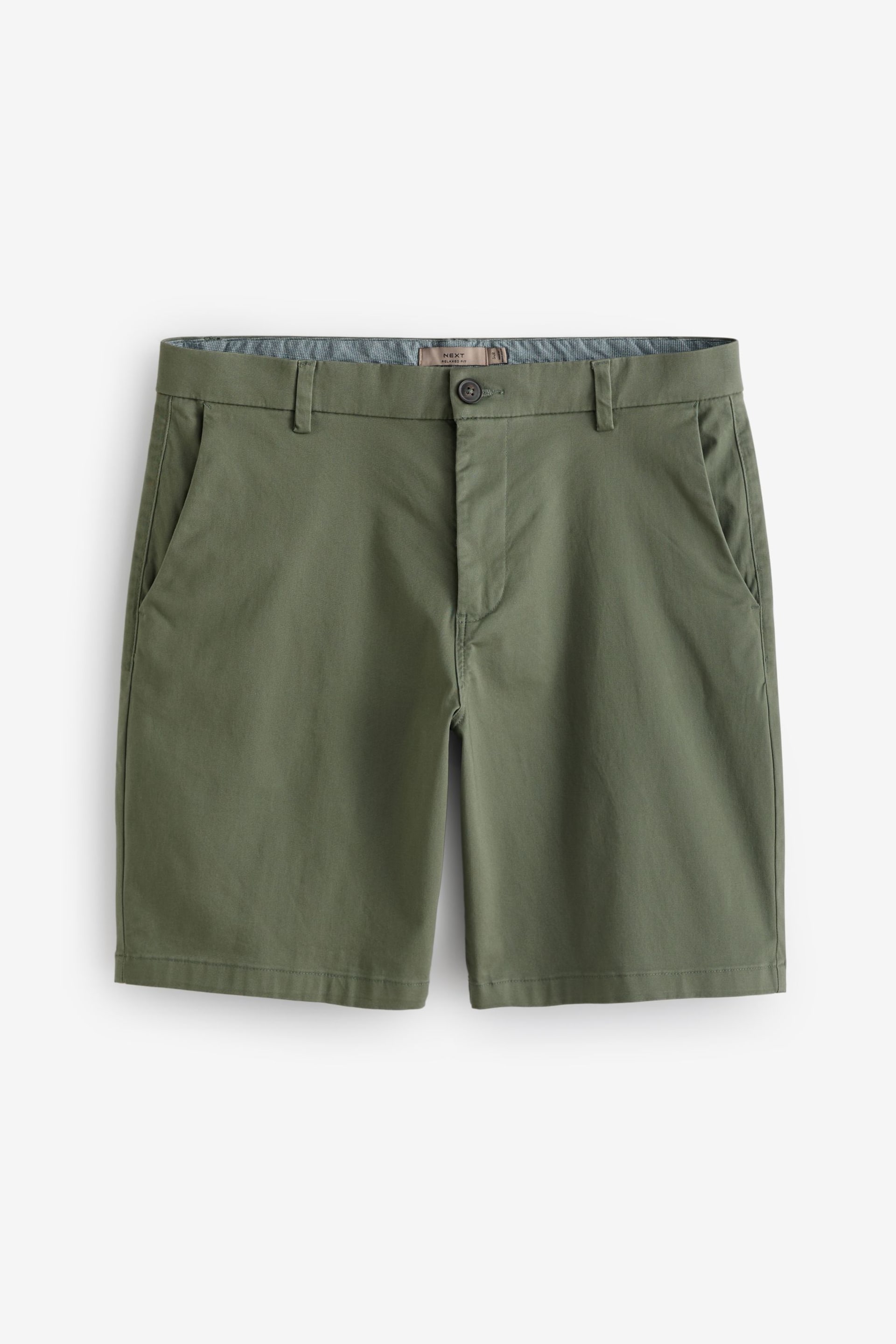 Sage Green Loose Fit Stretch Chinos Shorts - Image 5 of 8