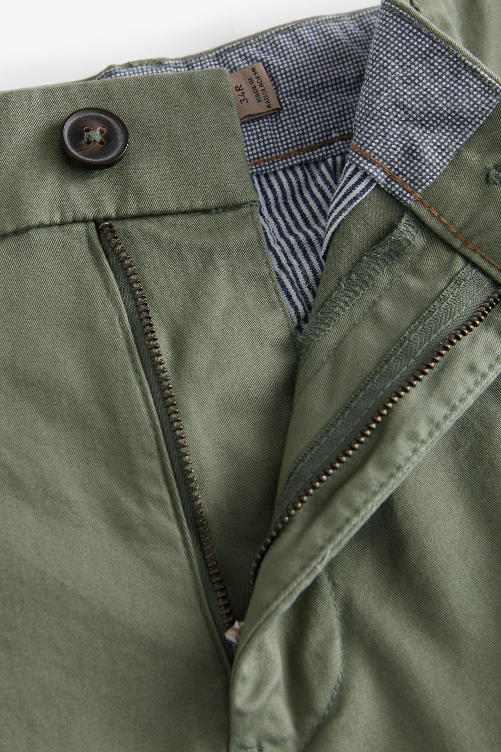 Sage Green Loose Fit Stretch Chinos Shorts - Image 6 of 8