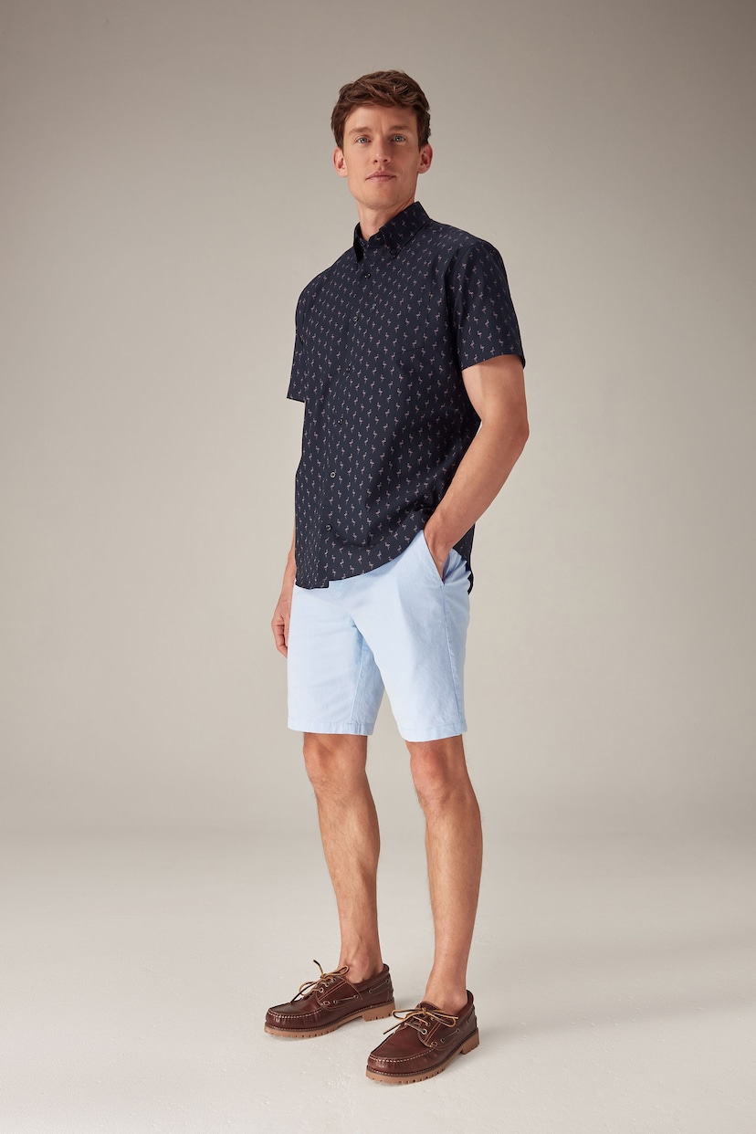 Light Blue Oxford Slim Fit Stretch Chinos Shorts - Image 3 of 10