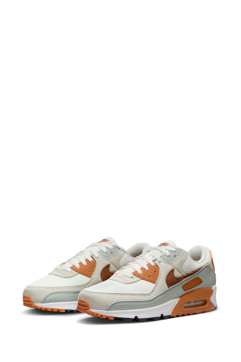 Nike Brown/White Air Max 90 Trainers - Image 2 of 11