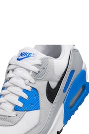Nike White/Blue Air Max 90 Trainers - Image 13 of 15