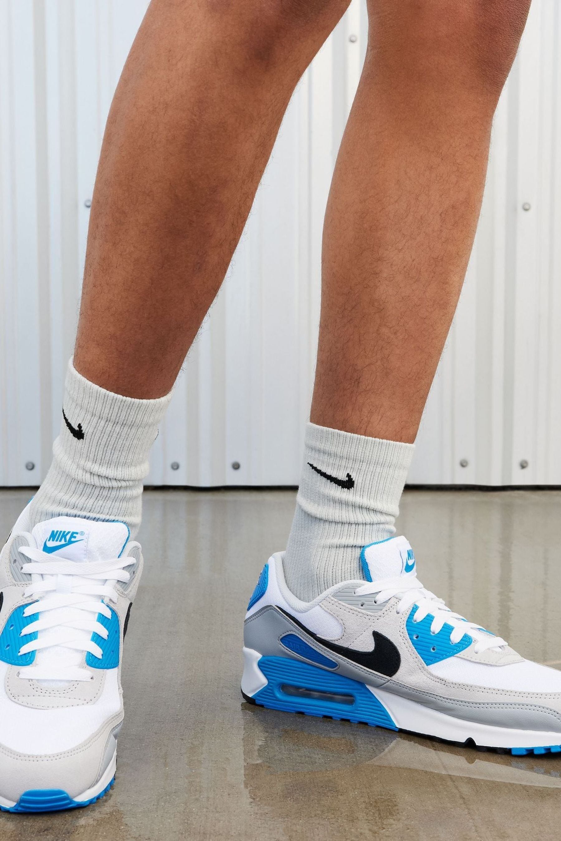 Nike White Blue Air Max 90 Trainers