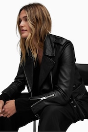 AllSaints Black / Gold Balfern Biker Jacket - Image 8 of 12