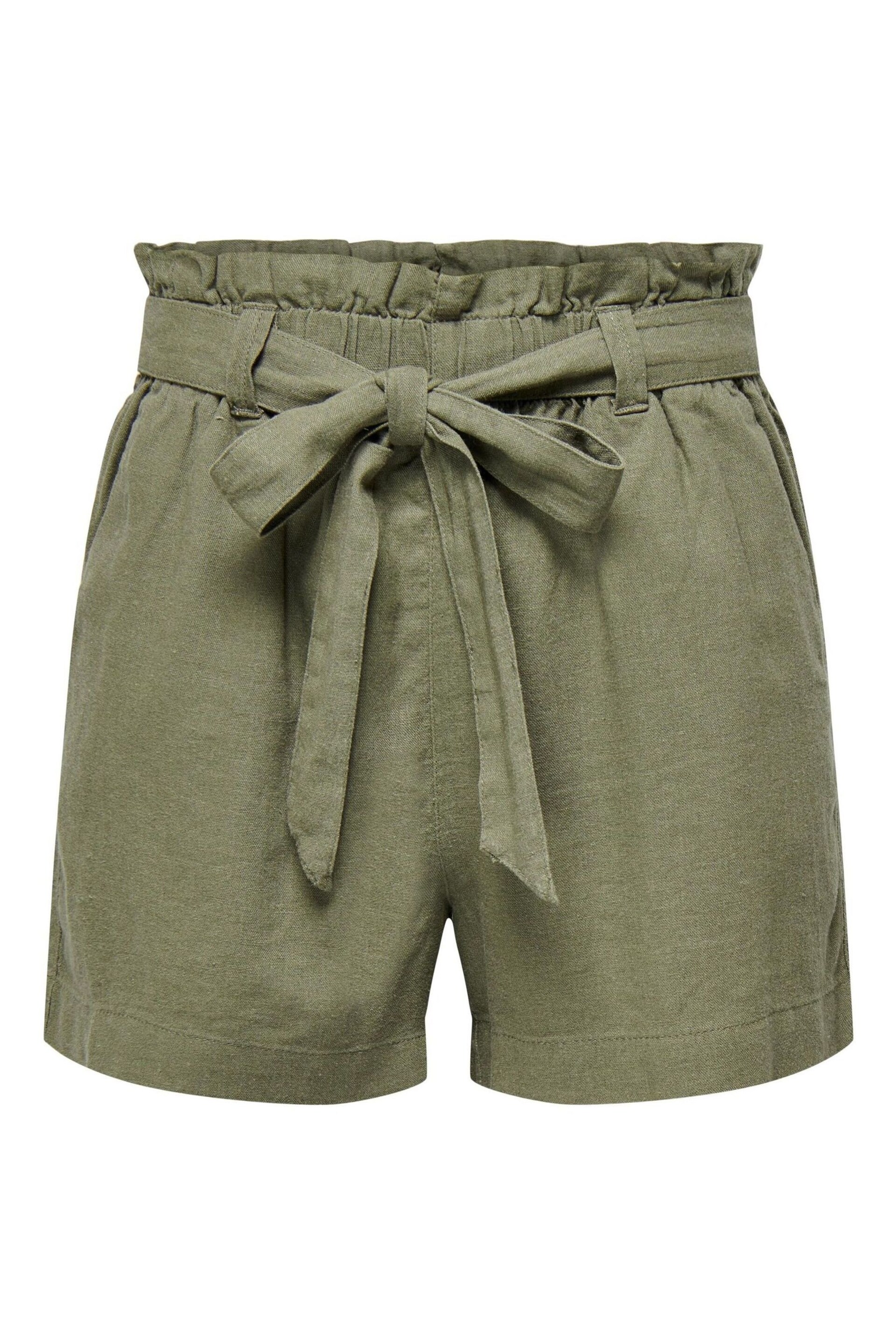 JDY Green Linen Mix Tie Waist Shorts - Image 5 of 6