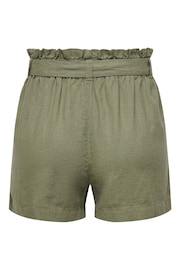 JDY Green Linen Mix Tie Waist Shorts - Image 6 of 6