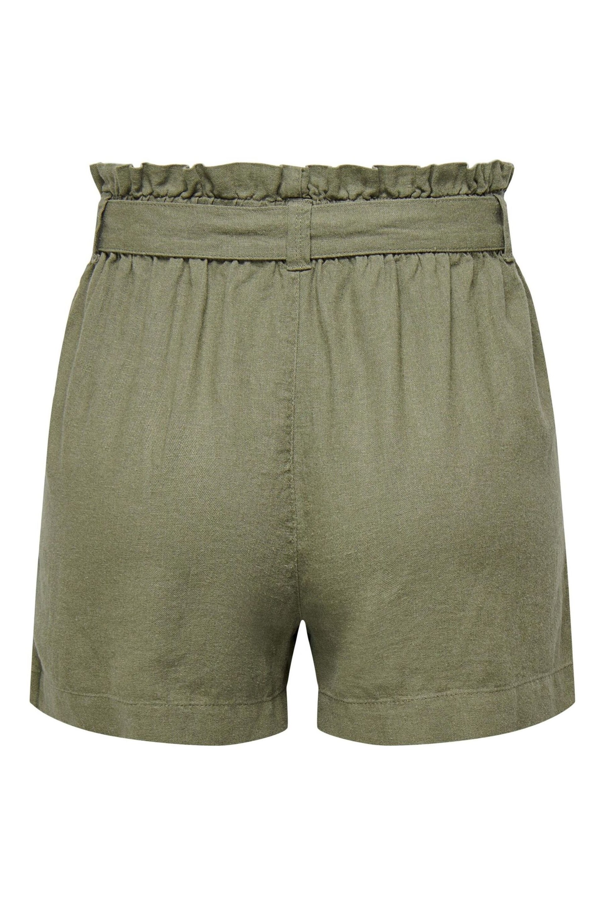 JDY Green Linen Mix Tie Waist Shorts - Image 6 of 6