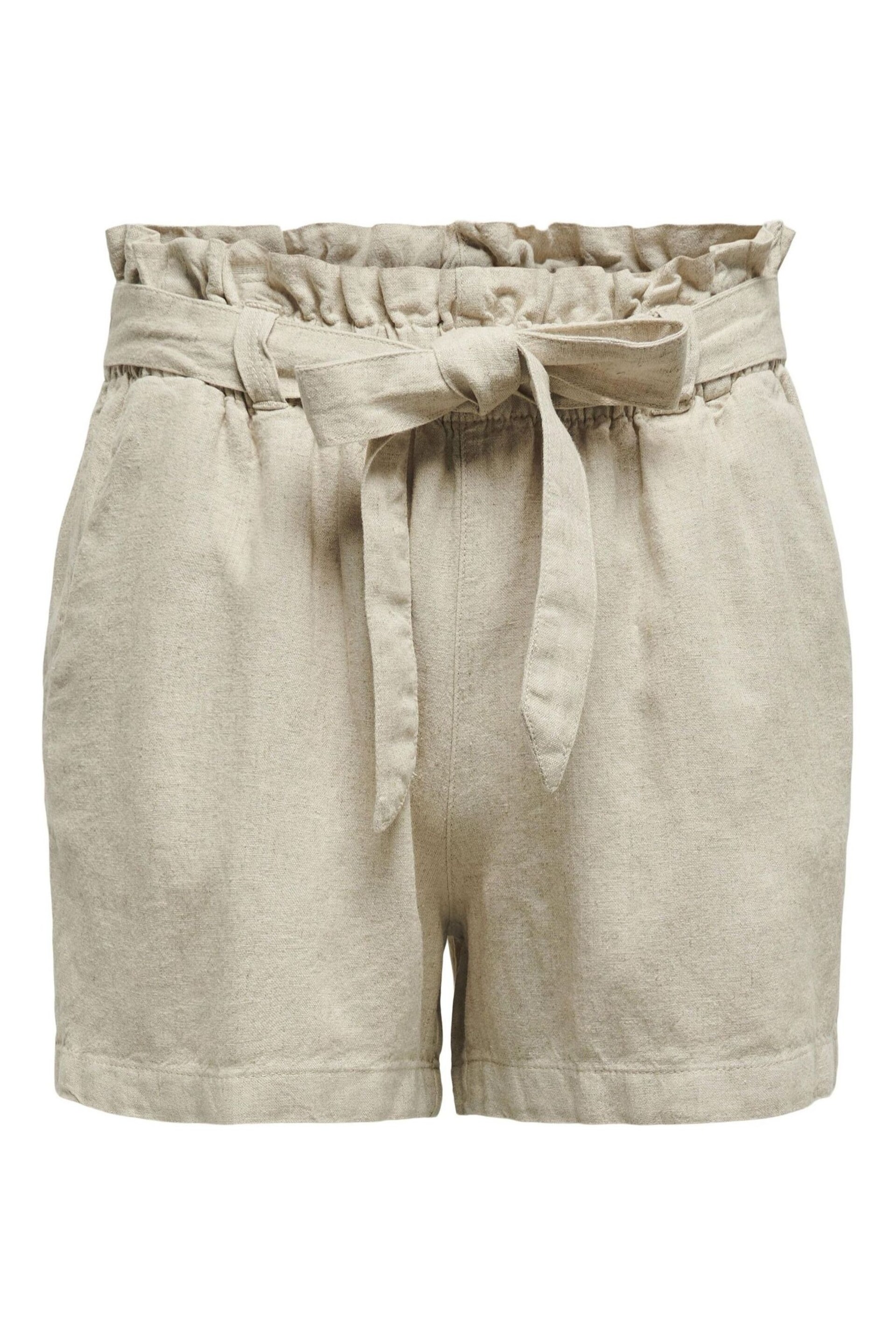 JDY Cream Linen Mix Tie Waist Shorts - Image 5 of 6