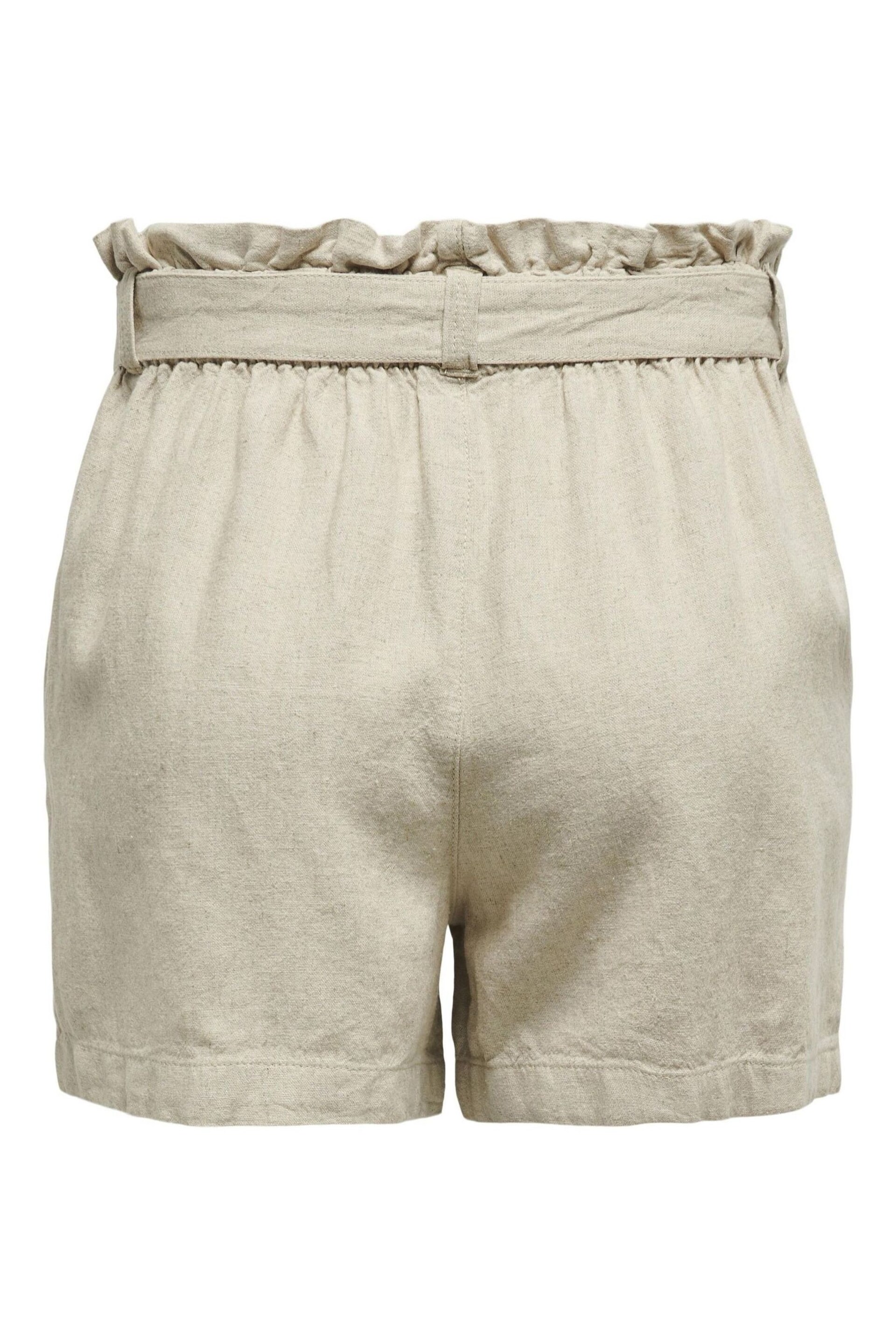 JDY Cream Linen Mix Tie Waist Shorts - Image 6 of 6