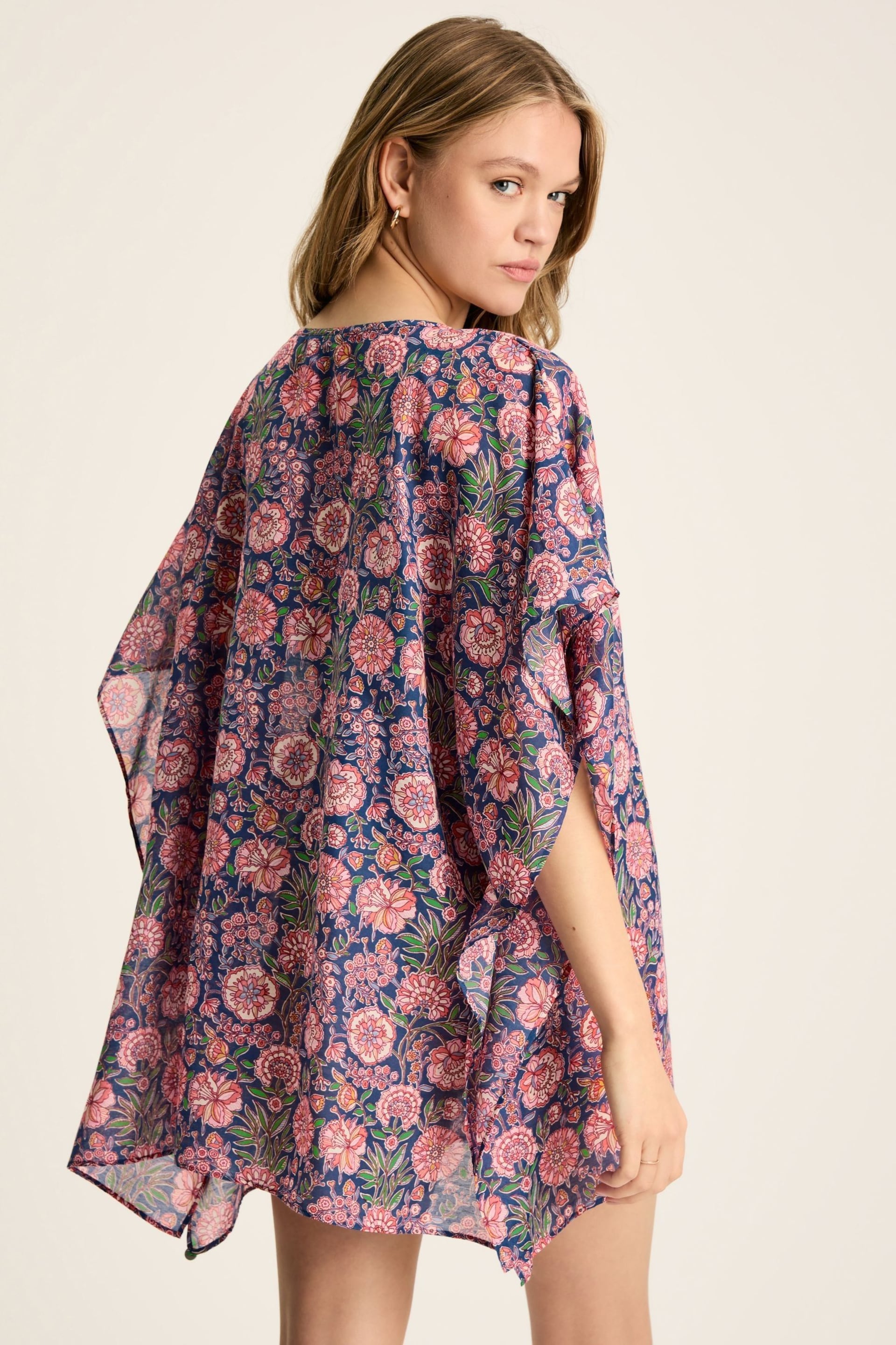 Joules Rosanna Navy & Pink Beach Cover-Up - Image 2 of 7