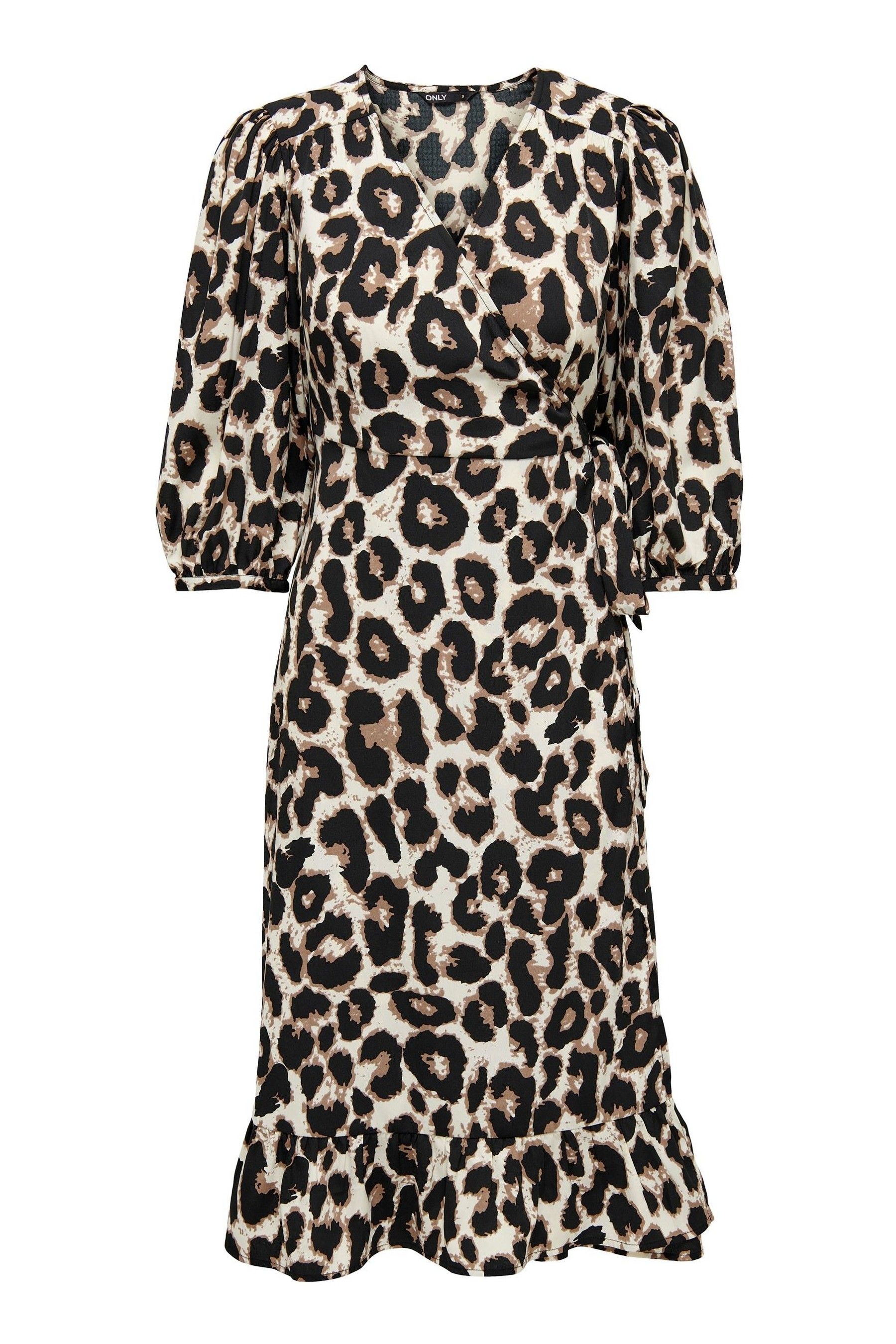 Buy ONLY Animal Print Long Sleeve Wrap Midi Dress from the Next UK online shop