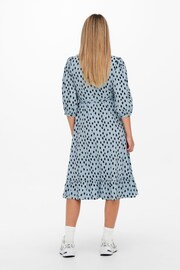 ONLY Blue Long Sleeve Wrap Midi Dress - Image 2 of 7