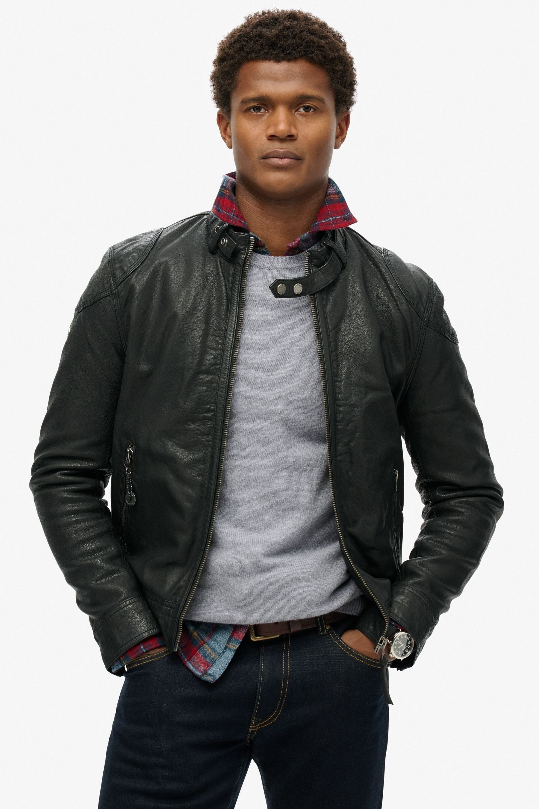 Superdry leather quilt racer jacket hotsell