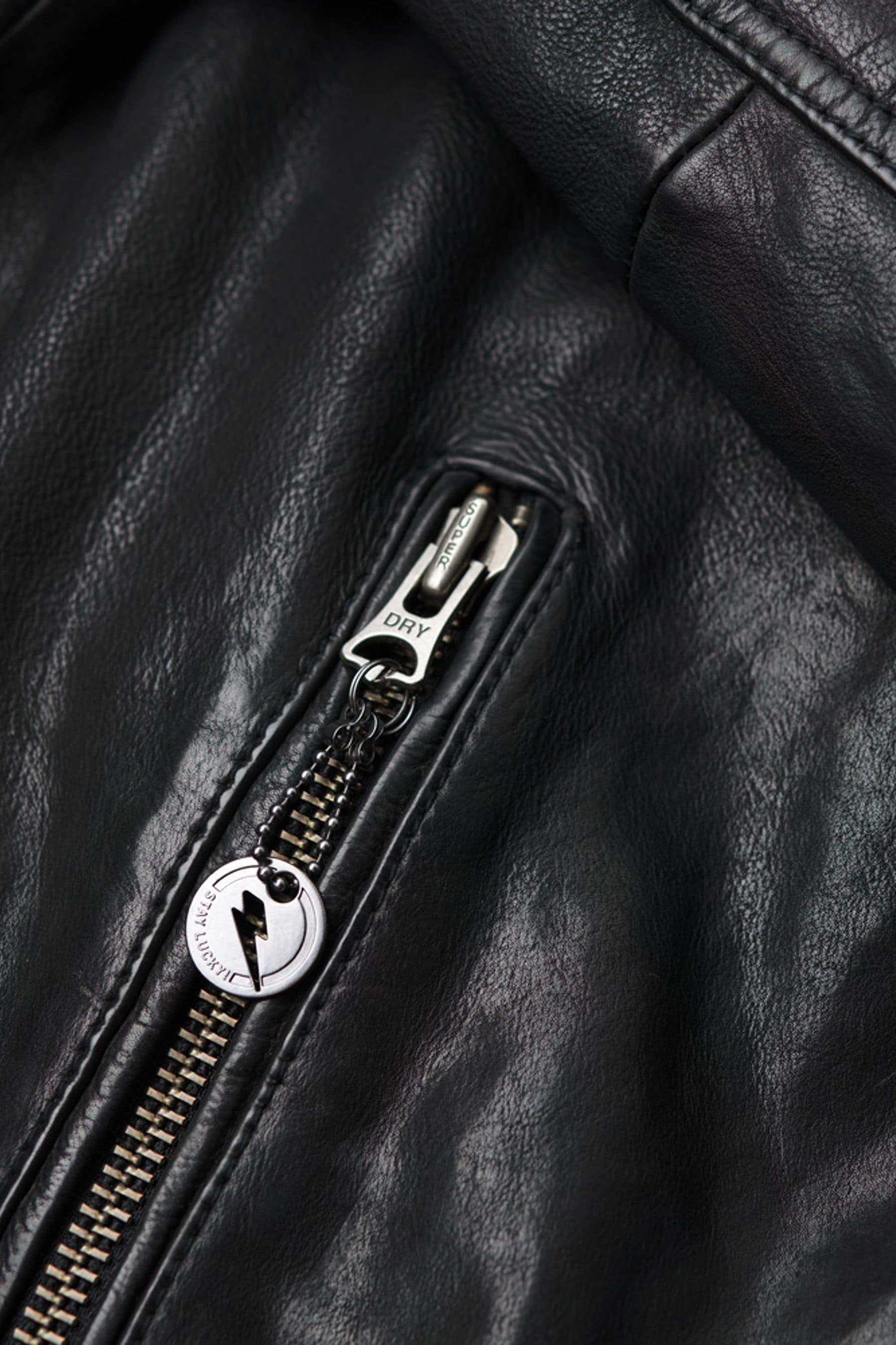 Buy Superdry Black Leather Racer Jacket from Next Gibraltar