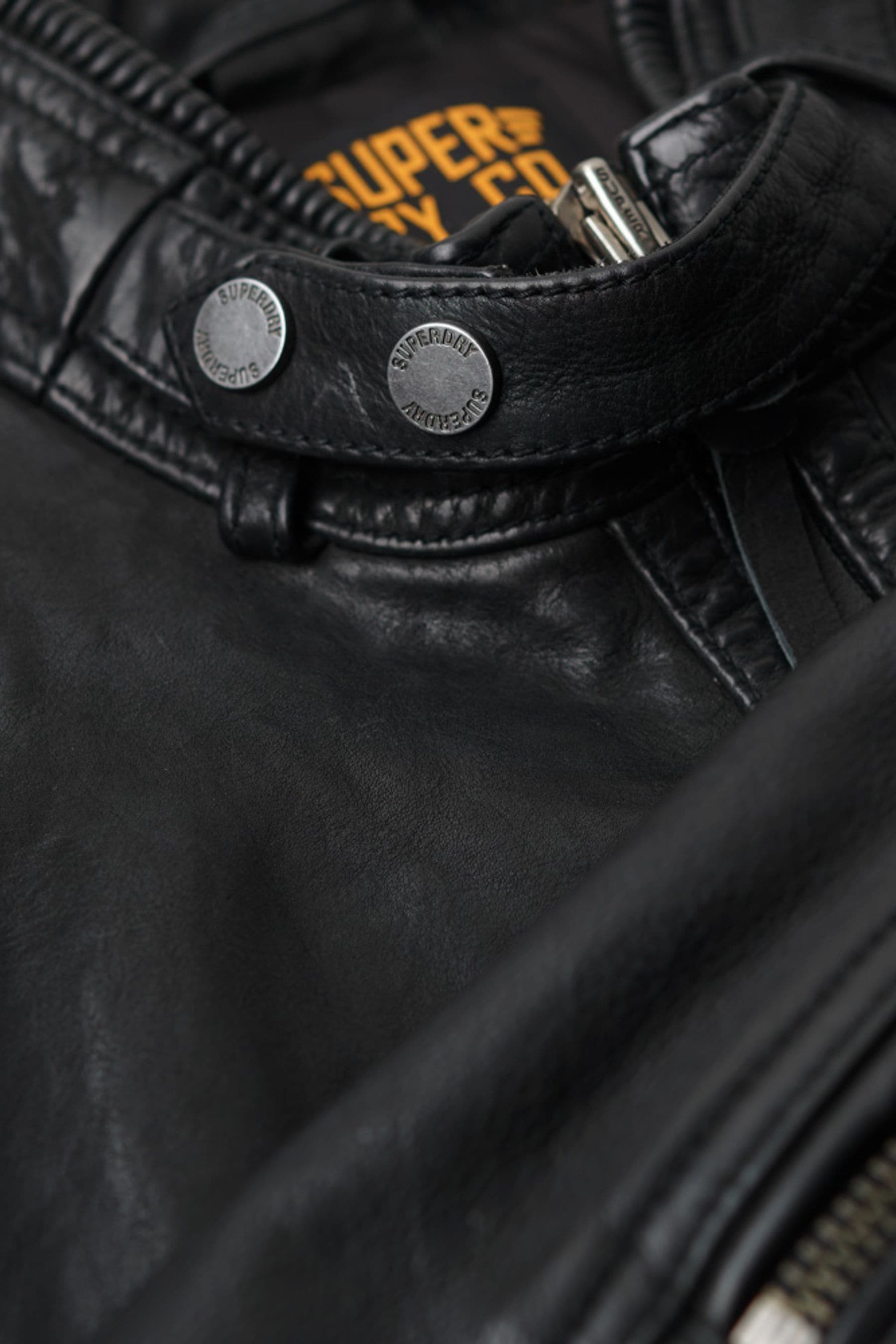 Buy Superdry Black Leather Racer Jacket from Next Canada