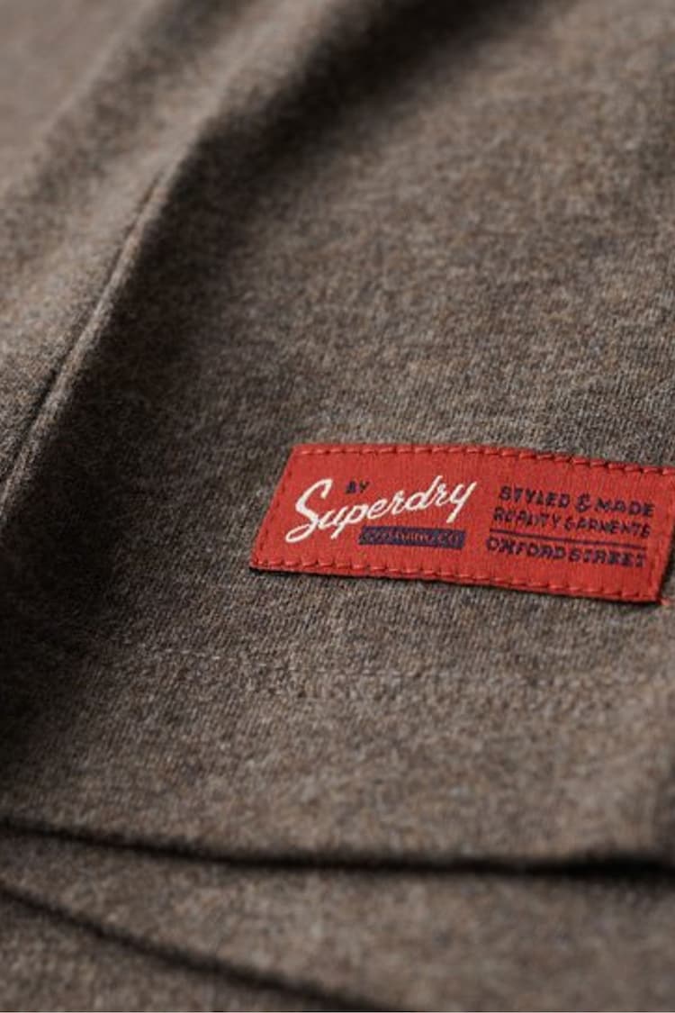 Superdry Brown/Grey Vintage Logo Embroidered Henley Top - Image 6 of 6