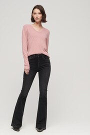 Superdry Pink Long Sleeve Jersey V-Neck Top - Image 2 of 6