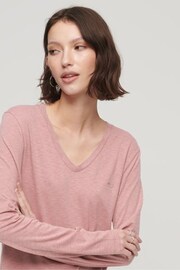 Superdry Pink Long Sleeve Jersey V-Neck Top - Image 3 of 6