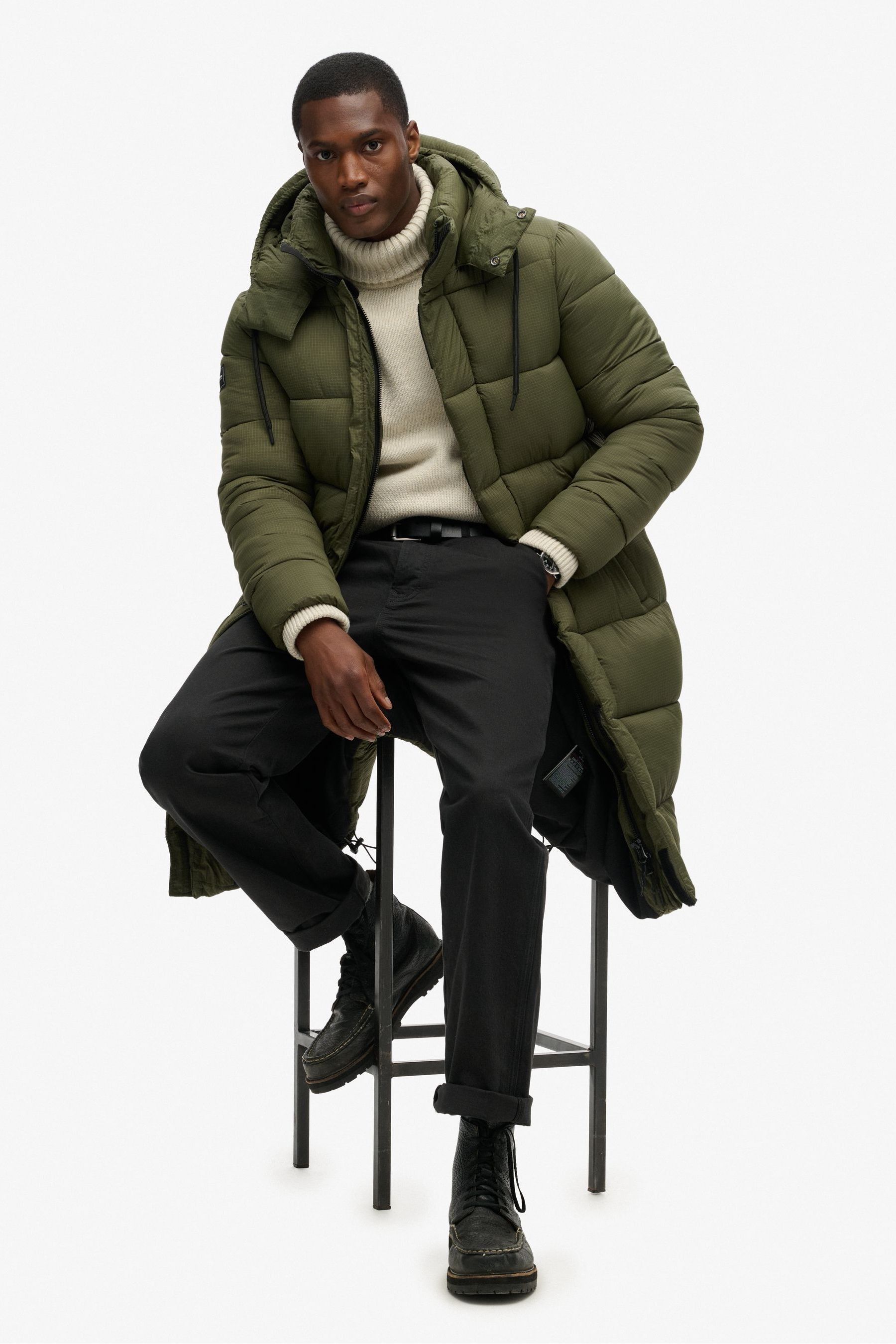 Buy Superdry Green Ripstop Longline Puffer Coat Jacket from Next Luxembourg