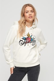 Superdry Cream Tattoo Script Graphic Hoodie - Image 1 of 6