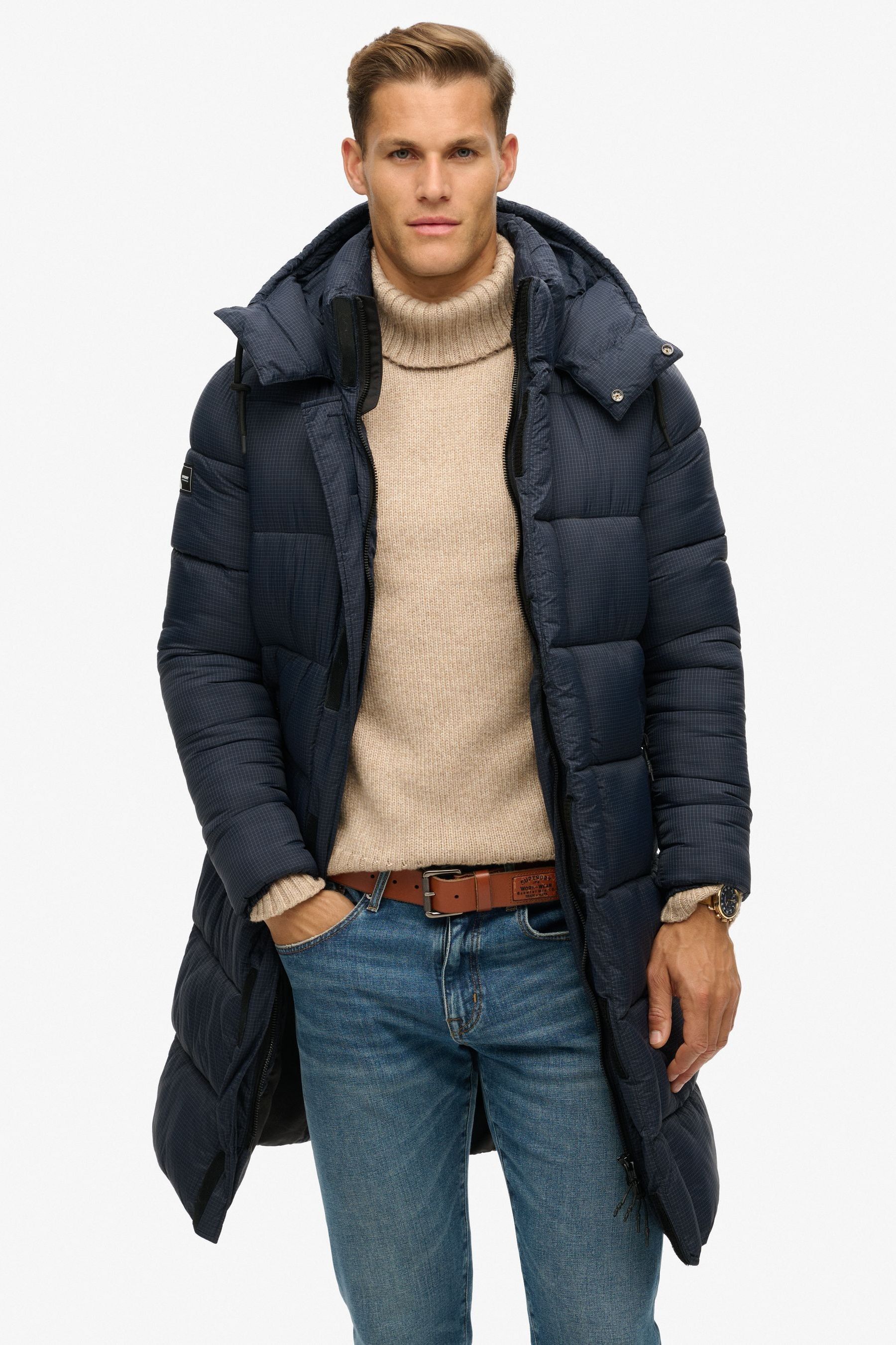 Superdry blue coat shop