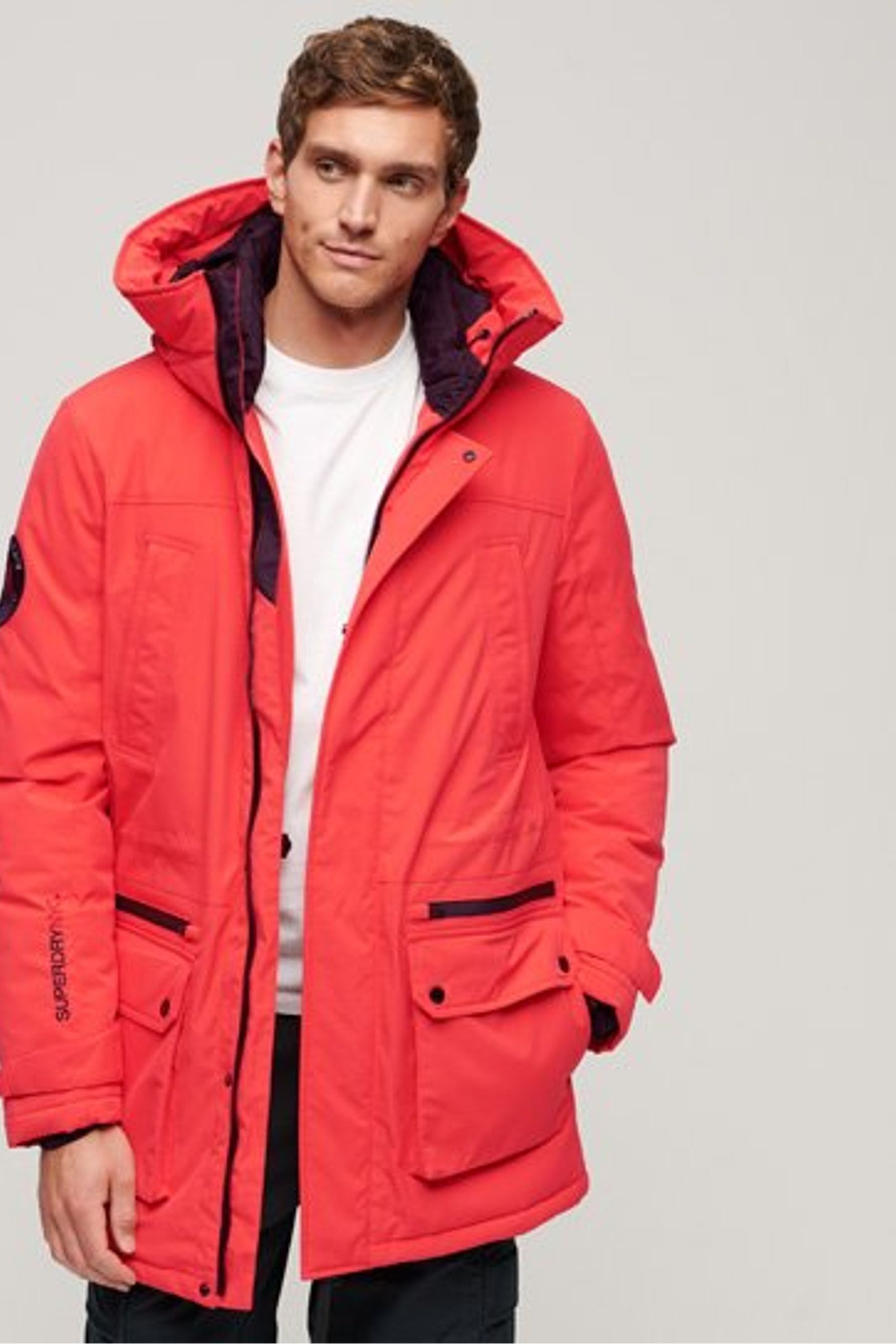 Buy Superdry Red Black City Hooded Padded Parka Coat Jacket from the Next UK online shop