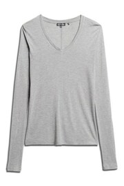 Superdry Grey Long Sleeve Jersey V-Neck Top - Image 4 of 6