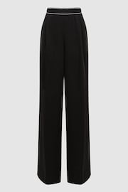 Reiss Black Abigail Wide Leg Elasticated Trousers - Image 2 of 5