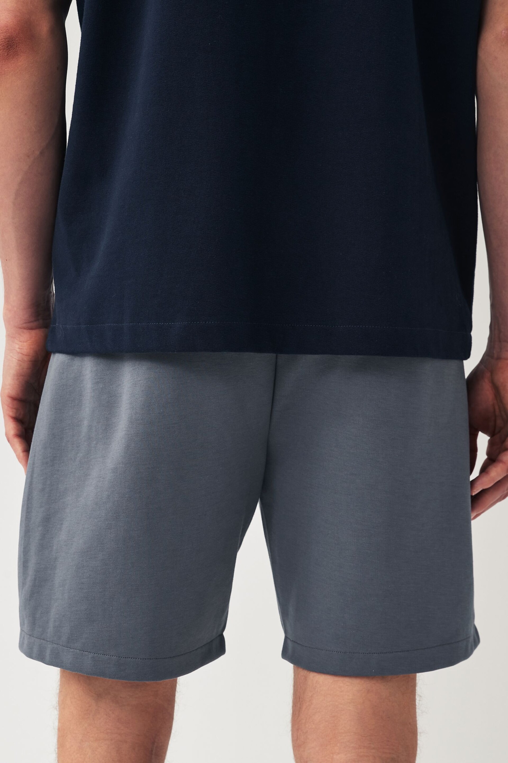 Navy Slim Zip Pocket Jersey Shorts - Image 6 of 9