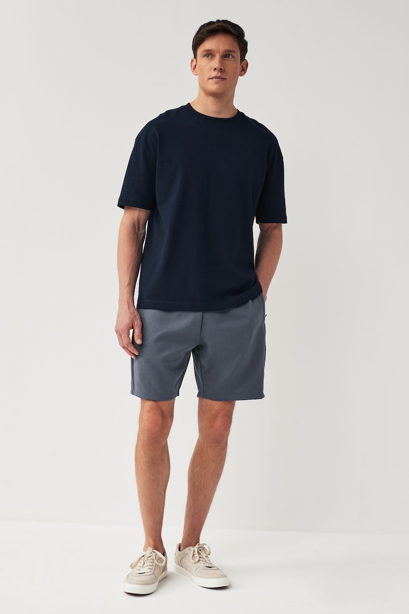 Navy Slim Fit Zip Pocket Jersey Shorts - Image 7 of 9