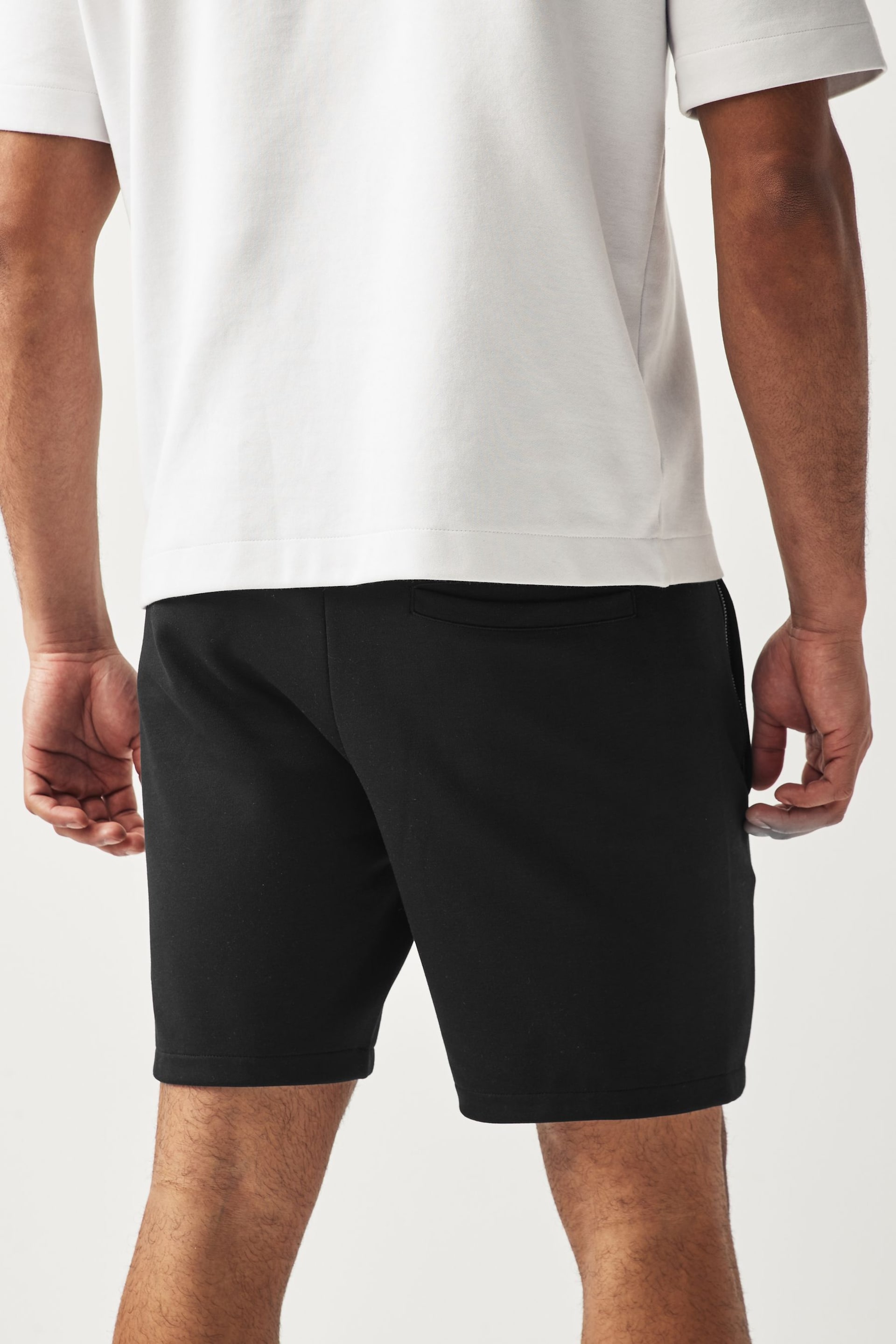 Black Slim Fit Zip Pocket Jersey Shorts - Image 2 of 8