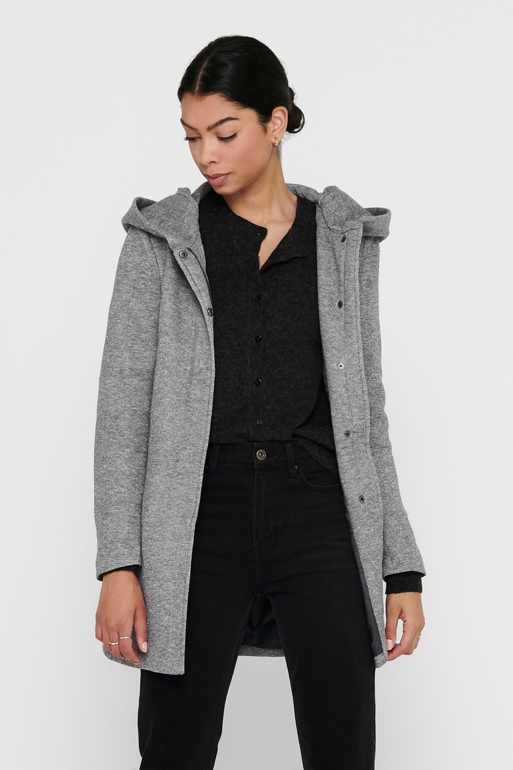 Grey hooded coat shop