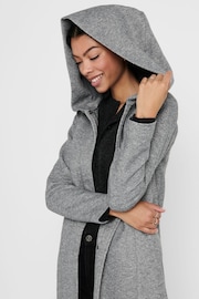 ONLY Grey Hooded Smart 100% Cotton Coat - Image 6 of 8