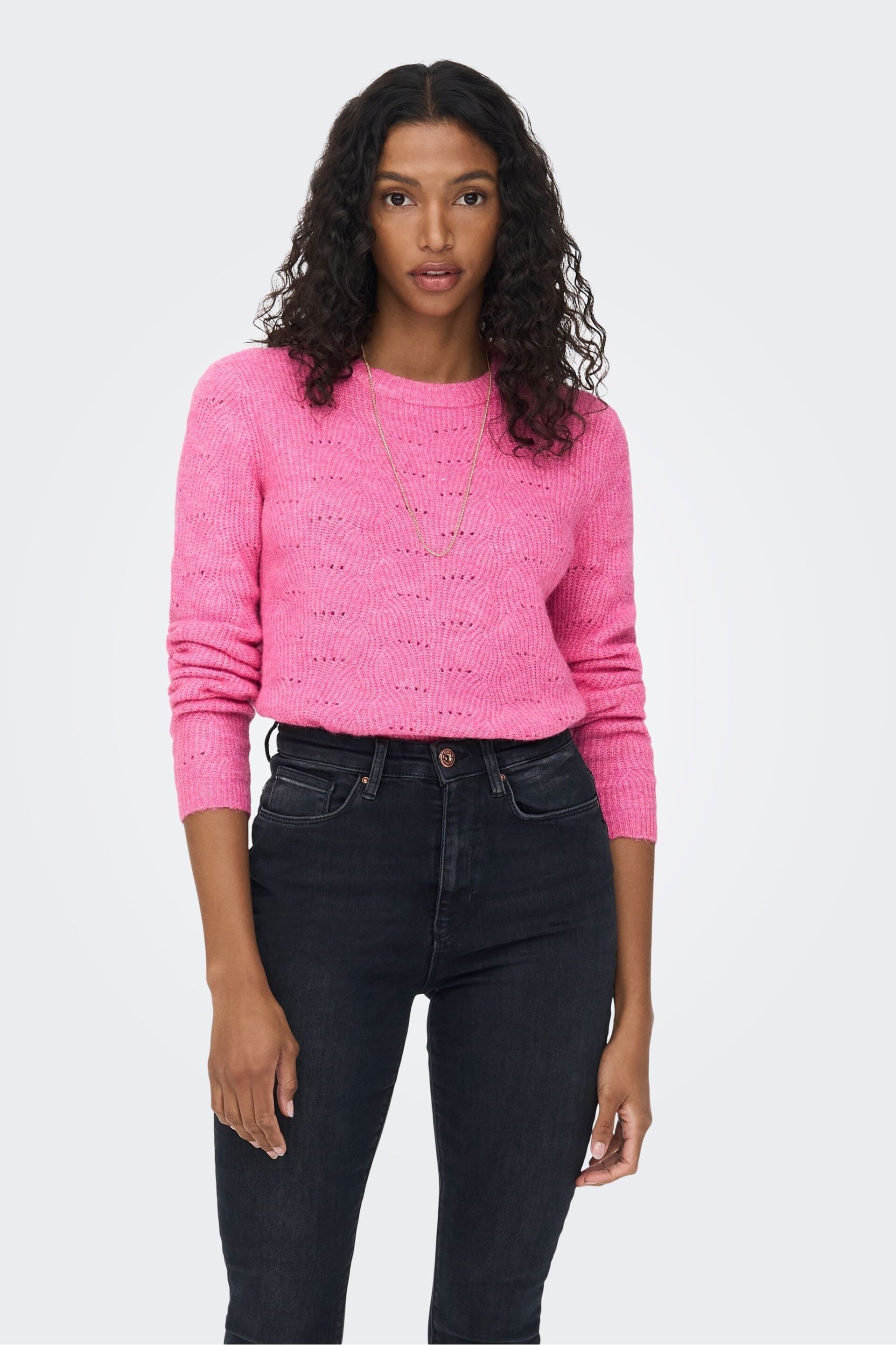 ONLY Pink Round Neck Soft Touch Knitted Jumper - Image 1 of 6