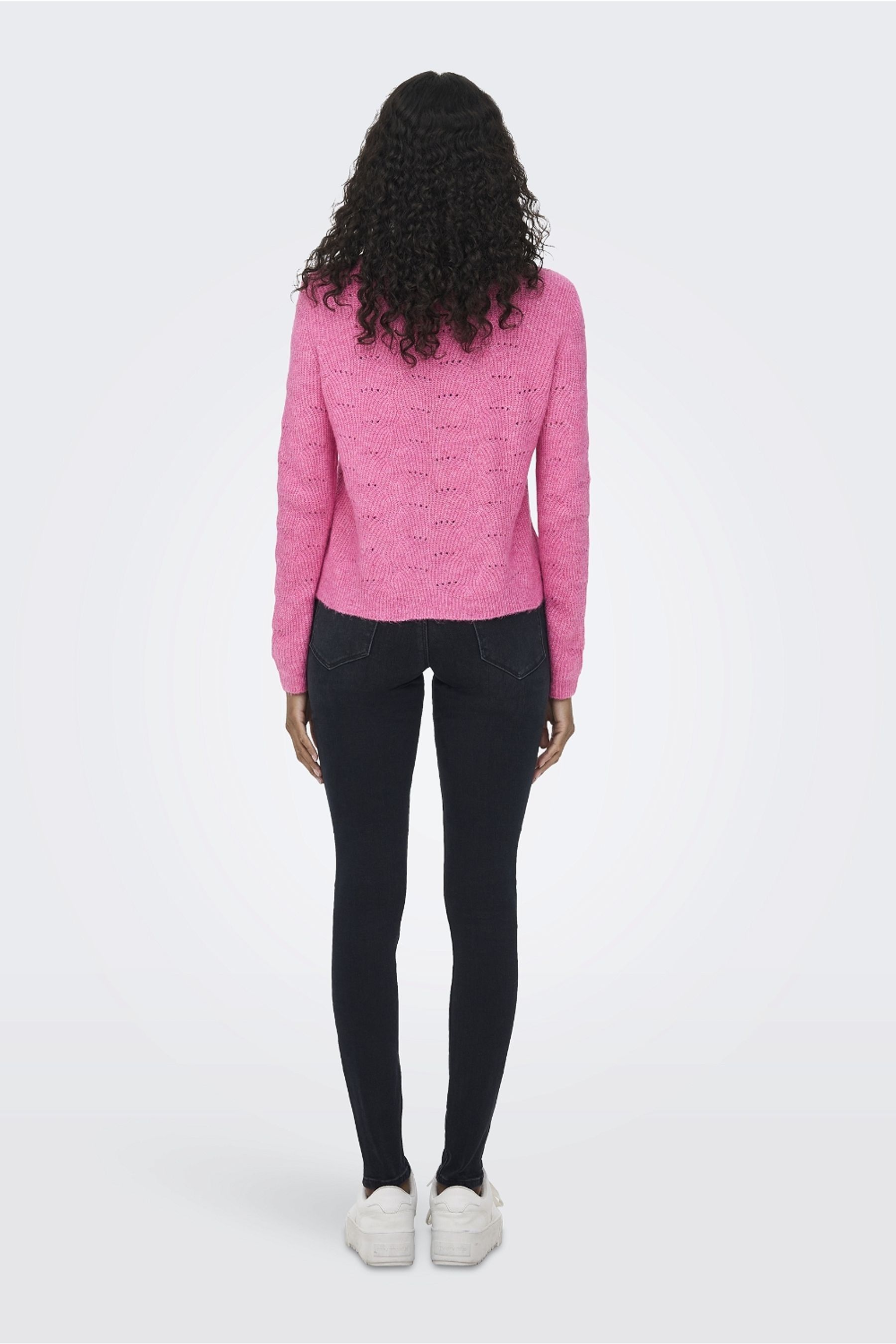 Buy ONLY Pink Pointelle Knitted Round Neck Jumper from the Next UK online shop