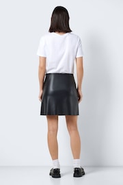 NOISY MAY Black 100% Cotton Leather Look Mini Skirt with Slit Detail - Image 2 of 6