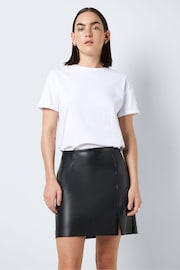 NOISY MAY Black Leather Look Mini Skirt with Slit Detail - Image 4 of 6