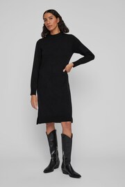 VILA Black High Neck Knitted Midi Dress - Image 1 of 6