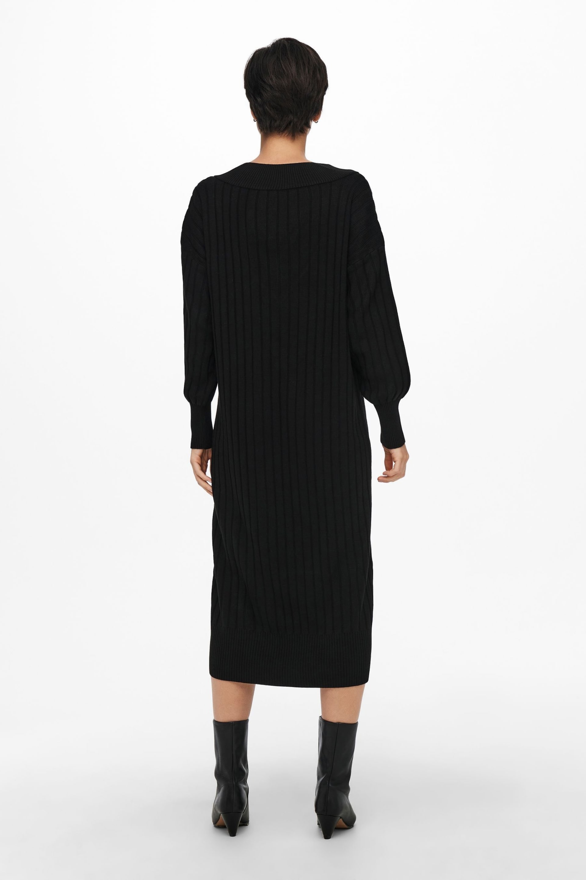 ONLY Black V-Neck Midi Knitted Jumper Dress - Image 2 of 6