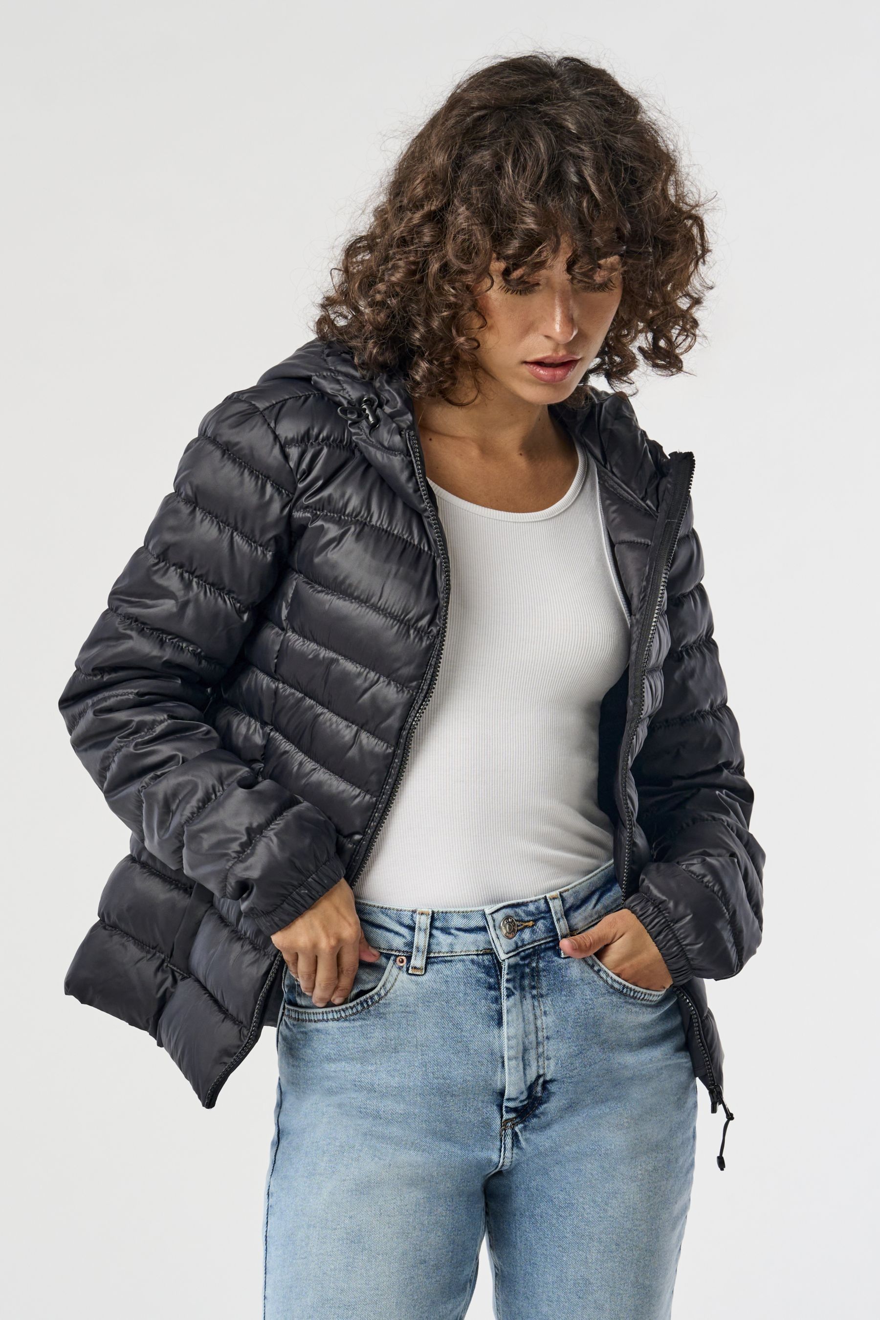 Lightweight padded hooded jacket sales